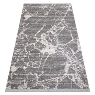 RugsX Rugsx - Alfombra Moderna Rebec Franjas 51186b M&aacute;rmol - Dos Niveles De Vell&oacute;n Crema / Gris Grey 80x150 Cm