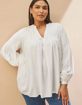 Live Unlimited London Womens Ivory Pintuck Blouse - Cream - Size: 14