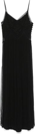Twin-Set floral-appliqu&eacute; maxi dress - women - Viscose/Polyamide - 42 - Black
