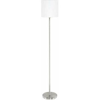 Eglo Eglo - Piantana Moderna Pasteri Acciaio Nichel Satinato Stoffa Bianco 1 Luce E27 Ip20