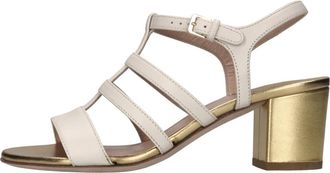 Laurence Dacade Lucca Block Heel Sandalen - Dames - Sandalen met hakken - Beige - 39 1/2 EU - Leer - Schoenen