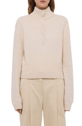 Helmut Lang Wool & Cotton Blend Slub Turtleneck Sweater in Natural at Nordstrom, Size Xx-Small
