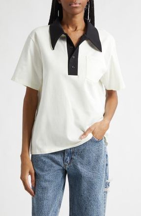 Tanner Fletcher Gender Inclusive Frank Contrast Collar Polo in Ivory at Nordstrom, Size X-Large