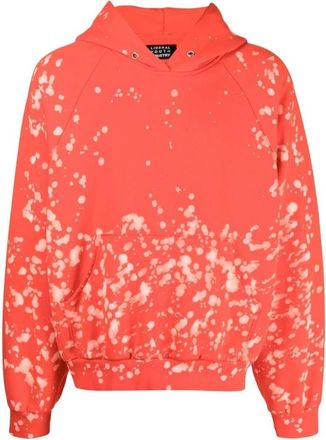 Liberal Youth Ministry Hoodies, male, Orange, XL, Bleach Splash Cotton Hoodie