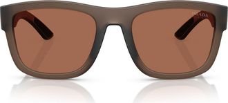 Prada 56mm Pillow Sunglasses in Transparent Brown /Brown at Nordstrom