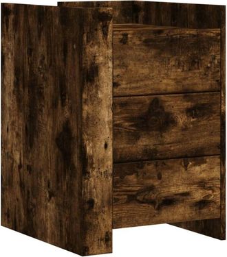 vidaXL Bedside Cabinet Smoked Oak 45x50x65 cm Engineered Wood Vidaxl
