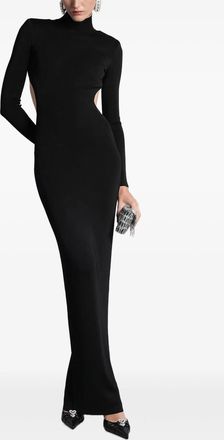 Self Portrait Black Viscose Knit Cut Out Maxi Dress