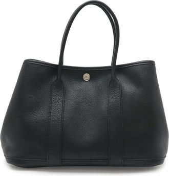 Herm&egrave;s Garden Black Negonda Leather Handbag Tote Bag (Pre-Owned)
