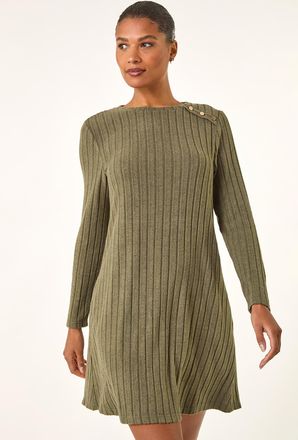 Roman Textured Ribbed Swing Dress