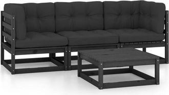 vidaXL Juego De Muebles De Jard&iacute;n 4 Pzas Y Cojines Madera Pino Maciza Vidaxl