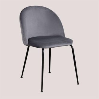 Sklum Sklum - Pack 2 Sillas De Comedor En Terciopelo Kana Design Gris Negro