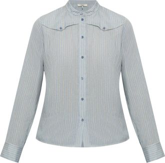 Chlo&eacute; Gestreepte Zijde Blouse - Dames - Overhemden - Blauw - M - Leer - Overhemden