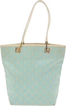 Gucci Gg Canvas Blue Canvas Tote Bag (Pre-Owned)