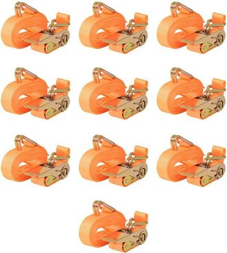 vidaXL Correas De Sujeci&oacute;n De Trinquete 10 Uds 0,4 T 6mx25mm Naranja Vidaxl