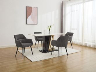 Vente-Unique Lotto di sedie HEKA con braccioli Tessuto e metallo - Grigio