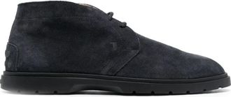Tod's Su&egrave;de Enkellaarsjes - Heren - Veterlaarzen - Blauw - 45 EU - Su&egrave;de - Schoenen