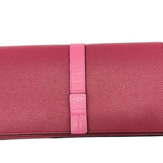 Loewe Black Pink Red Color Leather Chain/Shoulder Wallet (Pre-Owned)