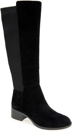 Kenneth Cole Levon Rib Knit Knee High Boot in Black Suede at Nordstrom, Size 6.5