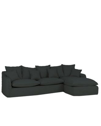 Deco Wood Sof&aacute; con chaise longue derecho desenfundable azul 4/5 plazas