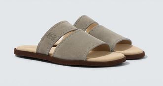 Brunello Cucinelli Logo suede sandals