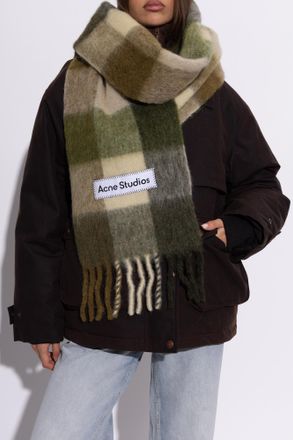 Acne Studios Wool Scarf With Fringing, Unisex, Green