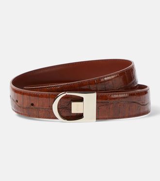 Saint Laurent Reversible croc-effect leather belt