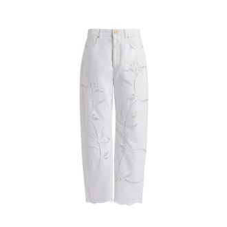 Alberta Ferretti Cropped Denim Broek - Dames - Vrijetijds broeken - Wit - XS - Denim - Broeken