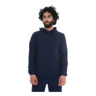 Hindustrie Hoodies, male, Blue, Size: L Stretchy Knit Hooded Sweatshirt