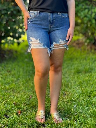 Judy Blue Summer Fever Mid Rise Shorts In Denim