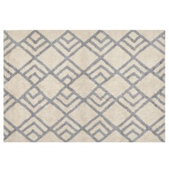 Beliani Alfombra De Algod&oacute;n Beige Claro Gris 160 X 230 Cm Hecho A Mano Dormitorio Nevsehir