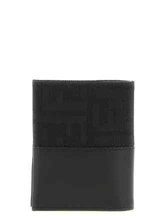 Fendi FF Zucca Jacquard and Leather Card Case - Black