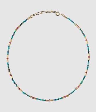 Tityaravy Collier Rama Grenat Chrysocolle Argent Doré
