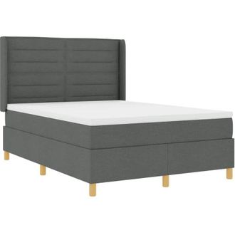 vidaXL Box Spring Bed with Mattress Dark Grey 140 x 190 cm Fabric vidaXL