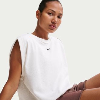 Nike Womens Nike Sportswear Chill Terry Oversized Tank Top in Brown | IF0569-051