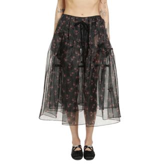 Simone Rocha Sheer Overlay Long Flounce Skirt