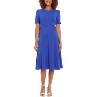 London Times Side Tab Fit & Flare Dress in Bright Cobalt at Nordstrom Rack, Size 10P