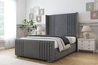 Comfort Beds Elise Coniston Bed Frame With Mattress-50 Upholstered Wingback in Dark Grey | Size: King