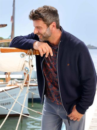 Marco Donati Shirtjacke MARCO DONATI Shirtjacke, Herren, Gr. 44/46, marine, steingrau, 100% Baumwolle, unifarben, Shirts Shirtjacke