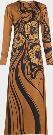 La DoubleJ Clingy Long-Sleeve Maxi Swing Dress