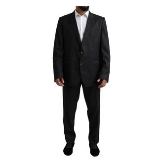 Dolce & Gabbana Single Breasted Suits, male, Black, Size: 4XL Black Martini Single Breasted 2 Piece Suit