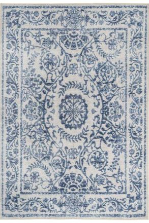 Kukoon Beige Distressed Abstract Rugs Non Slip & Washable in Mid Blue | Size: 200 cm x 290 cm