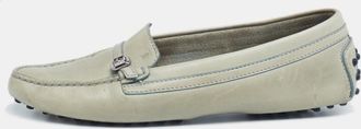 Tod's Tods Olive Green Leather Slip On Loafers
