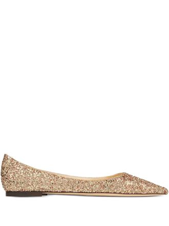 Jimmy Choo London Love Flat pumps - women - Glitter/Fabric/Calf Leather - 39,5 - Gold