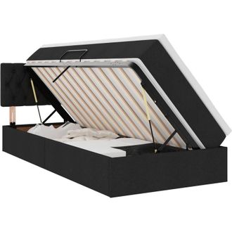 vidaXL Storage Bed with Mattress Black 90 x 200 cm Engineered Wood vidaXL