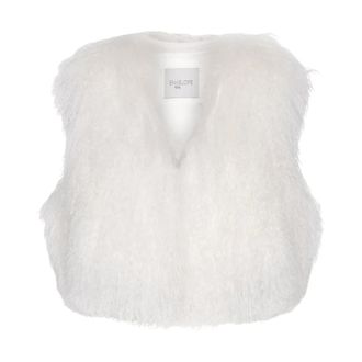 Envelope 1976 Luxe Tibetaans Lam Bont Cropped Vest - Dames - Bodywarmers - Beige - XS - Wol - Jassen