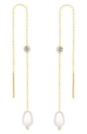 Gabi Rielle Mother-of-Pearl & CZ Threader Earrings in Gold at Nordstrom Rack