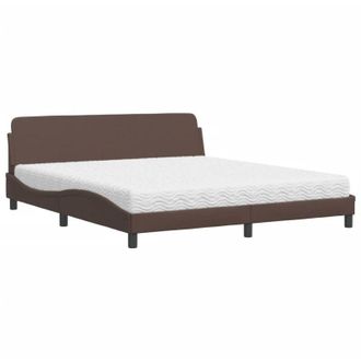 vidaXL Vidaxl - Cama Con Colch&oacute;n Cuero Sint&eacute;tico Marr&oacute;n 180x200 Cm