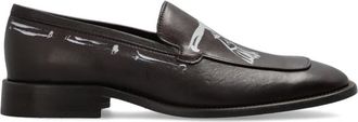 Acne Studios Printed leren loafers - Dames - Loafers - Bruin - 41 EU - Leer - Schoenen