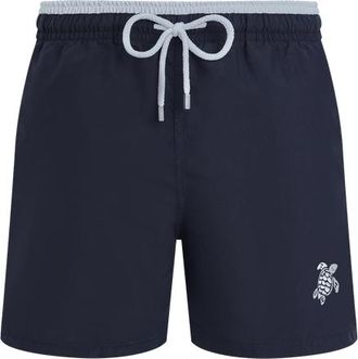 Vilebrequin Mens Solid Bicolor Length Swim Trunks in Marine /Blanc at Nordstrom, Size Xx-Large