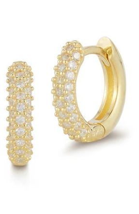 Sphera Milano Pav&eacute; Cubic Zirconia Huggie Hoop Earrings in Gold at Nordstrom Rack
